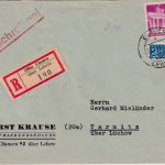 Bizone - 80 Pfg Bauten Einschreibebrief Clauen ü. Lehrte - Tarmitz ü Lüchow 1952