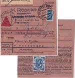 BRD - 30 Pfg. Posthorn Aushändigungsgebühr a. unfreier Nachnahme-Paketkarte 1953