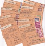 BRD - 9 versch. Poststellen I über Elze (Han) - 9 Paketkarten 1962