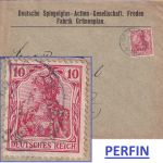 DR - 10 Pfg. Germania Perfin "DS" Firmenbrief Grünenplan - Zabern 1907