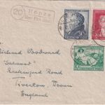 Bizone - 200. Geb. Goethe Satzbrief n. ENGLAND Hönze ü. Elze Landpost-Ra2 1950