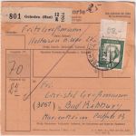 BRD - 70 Pfg. Bed. Deutsche OBERRAND Paketkarte Gehrden - Bad Rehburg 1962