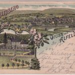 Niedersachsen - Alfeld Hotel Schlehberg farb. Mehrbilflitho gelaufen 1900