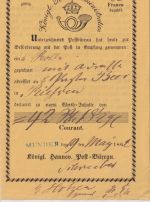 Hannover - Münder blauer L1 gelber Aufgabeschein f. Fahrpostsendung 1862