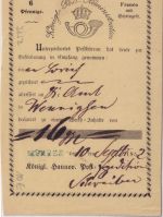 Hannover - Münder blauer L1 gelber Aufgabeschein f. Fahrpostsendung 1852
