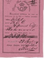 Hannover - Münder blauer L1 rosa Aufgabeschein f. Fahrpostsendung 1854