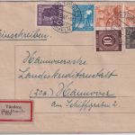 All.Bes./Kontrollrat - Tündern ü. Hameln Poststelle I Einschreibebrief 1947