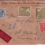All.Bes./Kontrollrat - 2x1 RM Taube u.a. Wertbrief Rinteln - M.Gladbach 1947