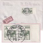 BRD - 200 Pfg. B&S waagr. Paar Wertbrief (500 DM) Baden-Baden - Augsburg 1982