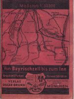 Bayern - Brunn's Wanderkarte v. Bayrischzell bis zum Inn ca. 1950/55 M 1:30.000