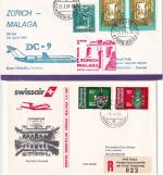 Schweiz/Spanien - Swissair Erstflug Zürich Malaga 4.4.1981 4 Luftpostbriefe