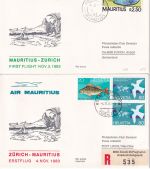 Schweiz/Mauritius - Air Mauritius Erstflug Zürich Port Louis 4.11.1983 4 Belege