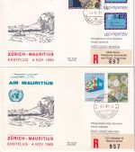 Schweiz/Mauritius - Air Mauritius Erstflug Zürich Port Louis 4.11.1983 4 Belege
