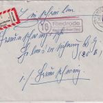 BRD - (16) Riedrode ü. Lampertsheim Landpost-Ra2 Einschreibebrief 1959