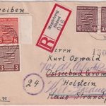 SBZ/Prov. Sachsen - 2x10 Pfg. Wappen u.a. Einschreibebrief Magdeburg-Südost 1946