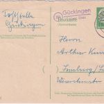 BRD - (22b) Gückingen ü Diez Landpost-L2 10 Pfg. Ganzsache/A-Teil n Limburg 1959