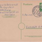 BRD - (16) Philippstein ü. Weilburg Poststelle I Ganzsache n. Eichstätt 1957