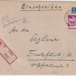Bizone - 80 Pfg. Bauten Einschreibebrief Lollar - Frankfurt a/M. 1951