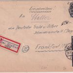 All.Bes. - Gießen Land 1947 R-Zettel "über Gießen" Einschreibebrief n. Frankfurt