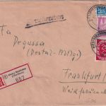 BRD - 40+20 Pfg. Bauten/Posthorn Einschreibebrief Niedergemünden - FFM 1951