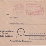 All.Bes. - Alfeld 27.10.45 24 Pfg. AFS "Der Bürgermeister" Brief n. Hannover