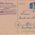 BRD - (16) Hattendorf ü. Alsfeld Landpost-Ra2 Ganzsache n. Frankfurt a/M 1951