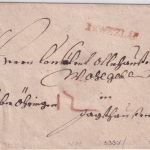 Preussen/Württemberg - R2 Wezlar roter L1 Portobrief n. Jagsthausen ca. 1805