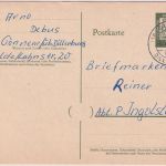 BRD - (16) Gönnern ü. Dillenburg Poststelle I Ganzsache n. Ingolstadt 1962