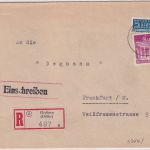 Bizone - 80 Pfg. Bauten Einschreibebrief Herborn (Dillkr) - Frankfurt a/M 1952