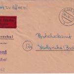 BRD - Bad Vilbel 1959 portofreie Postsache-Eilboten n. Karlsruhe