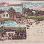 Hessen - Homburg i. Taunus Hardert's Mühle Mehrbild-Farblitho gelaufen 1903