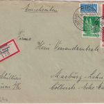 Bizone - Merzhausen ü. Usingen (Taunus) Poststelle I Einschreibebrief 1951