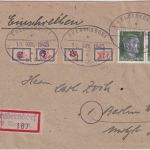 SBZ/Lokalausg. - Behelfsmarken + AH/Überdruck Einschreibebrief Fredersdorf 1945