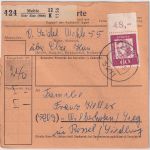 BRD - 60 Pfg. Bed. Deutsche OBERRAND Paketkarte (2 Pakete) Mehle ü. Elze 1962