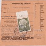 BRD - 1 M. Heuss OBERRAND u.a. Paketkarte Klein Bülten ü. Peine - Nauen/DDR 1962
