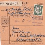 BRD - 1 M. Heuss OBERRAND u.a. Paketkarte Klein Bülten ü. Peine - Nauen/DDR 1962