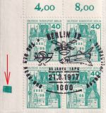 Berlin - 40 Pfg. B&S 4er-Block Bogenecke/Farbbalken u.a. Einschreibebrief 1977