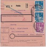 Bizone - 40+2x5 Pfg. Bauten Paketkarte Fulda - Eiterfeld 1948