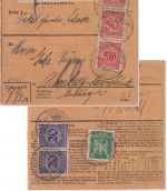 DR - 3x50 Pfg. Korbdeckel u.a. Paketkarte Schmalnau (Rhön) - Hamburg 1924