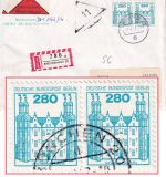 Berlin - 280 Pfg. B&S waagr. Paar Nachnahme-Einschreibebrief München Berlin 1987