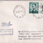 Belgien - Swissair Firstflight Genf - Sao Paulo Etappe Dakar 1974 Zuleitungspost