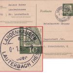 BRD - Landenhausen ü. Lauterbach Poststelle I Ganzsache n. Ingolstadt 1961