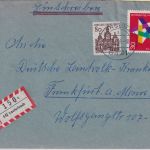BRD - 6421 Hörgenau/Lauterbach Postst. I Einschreibebrief n. Frankfurt a/M 1969