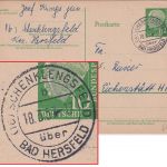 BRD - (16) Schenklengsfeld ü. Bad Hersfeld Poststelle I Ganzsache 1957