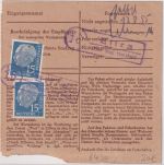BRD - 2x15 Pfg. Heuss I Aushändigungsgebühr NN-Paketkarte Hamburg 1955