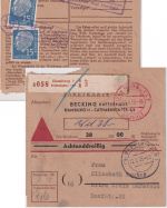 BRD - 2x15 Pfg. Heuss I Aushändigungsgebühr NN-Paketkarte Hamburg 1955