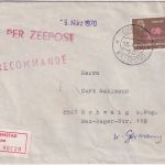 Niederl. Antillen - 50 C. Freimarke Einschreibebrief Willemstad - Schwaig 1970