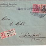 DR - 30+10 Pfg Germania Einschreibebrief Homberg (Niederrhein) - Schönebeck 1909