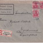 DR - 3x10 Pfg. Germania Einschreibebrief Rheindahlen - Dortmund 1916