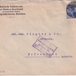 DR - 20 Pfg. Germania Brief i.d. SCHWEIZ Mannheim 1915 Zensur Freiburg XIV. AK